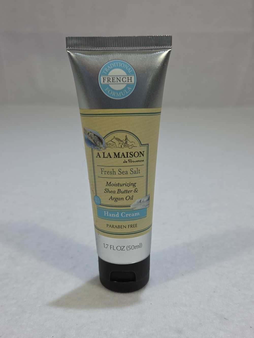 A La Maison Fresh Sea Salt Hand Cream 1.7 FL OZ New - Yellow & Silver Tube